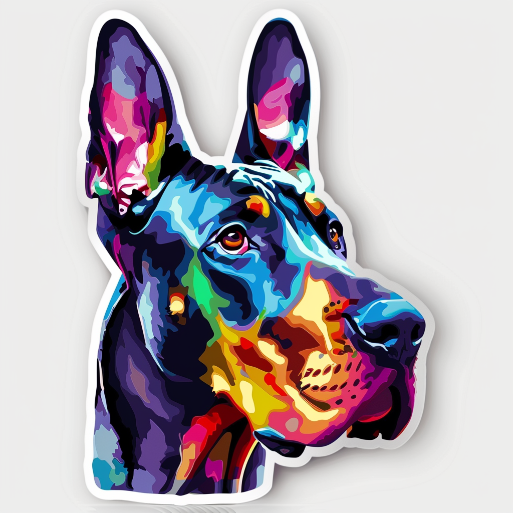 Adorable Great Dane Dog Expressive surreal Vinyl Decal Sticker for Car, Laptop, Tumbler and more # F017735