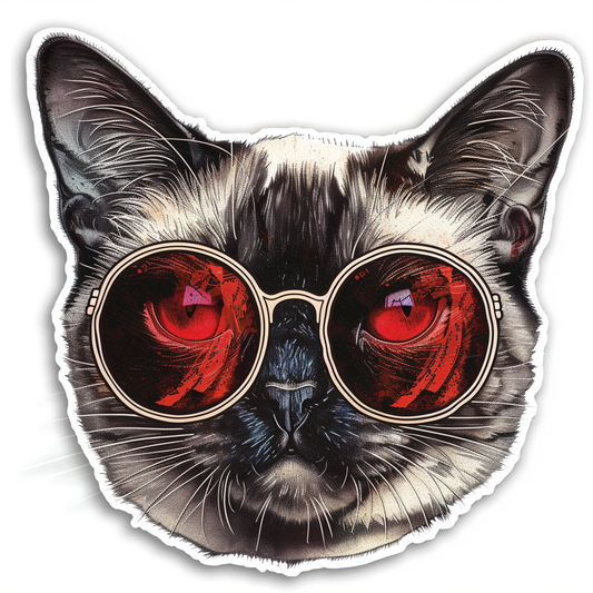 Burmese Cat wearing sunglasses Vinyl Decal Sticker for Car, Laptop, Tumbler and more # F010937