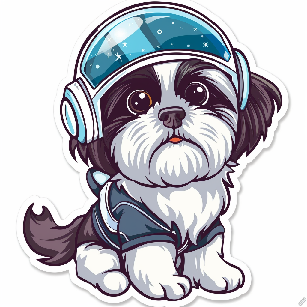 Adorable Shih Tzu Dog Expressive surreal Vinyl Decal Sticker for Car, Laptop, Tumbler and more # F018185