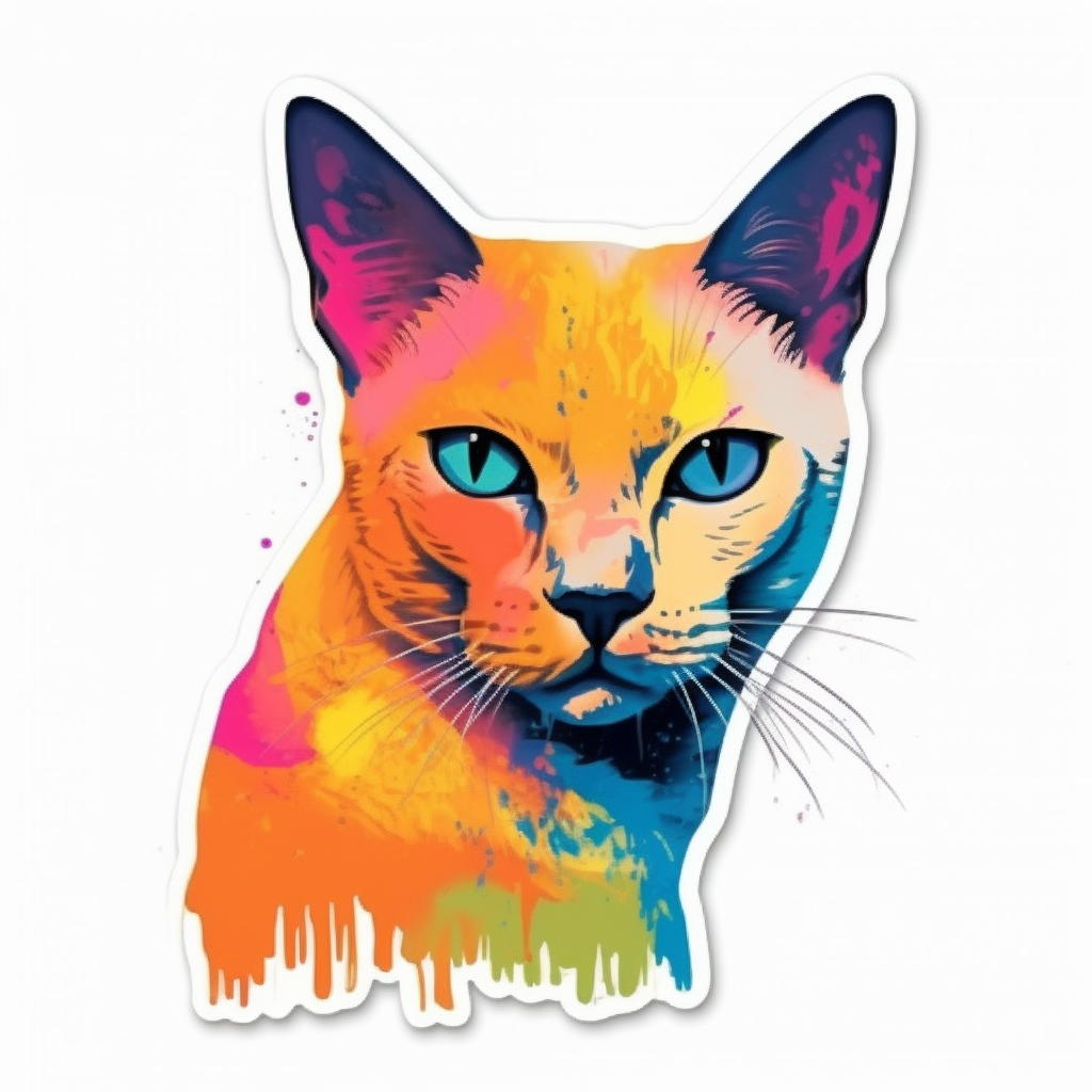 Burmese Cat modern neon graffiti Vinyl Decal Sticker for Car, Laptop, Tumbler and more # F010714