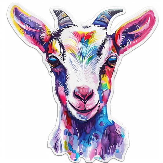 Goat majestic Expressive surreal Vinyl Decal Sticker for Car, Laptop, Tumbler and more # F020419-4" x 4"