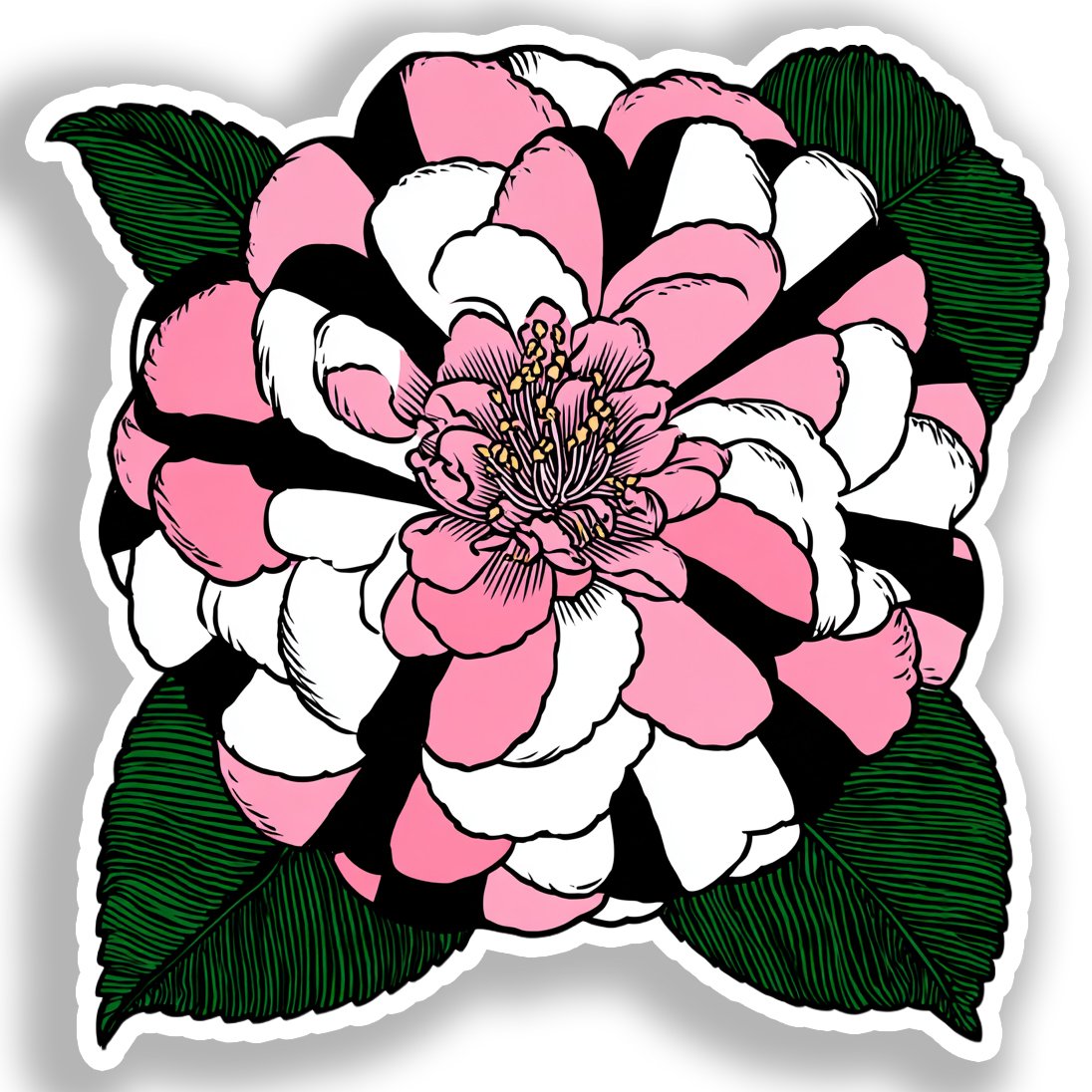 Camellia Flower Vinyl Decal Sticker for Car, Laptop, Tumbler and more # A018894-4" x 4"