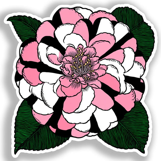Camellia Flower Vinyl Decal Sticker for Car, Laptop, Tumbler and more # A018894-4" x 4"