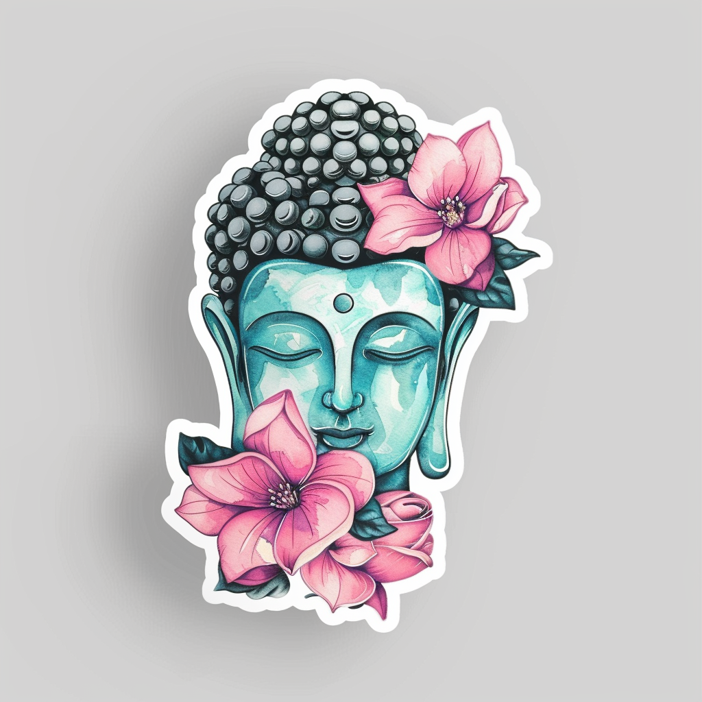 Buddha cartoon majestic Expressive surreal Vinyl Decal Sticker for Car, Laptop, Tumbler and more # F017036