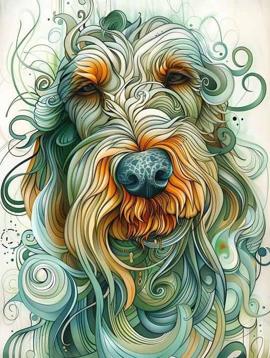 Poster of Goldendoodle dog Expressive surreal Poster # F024259