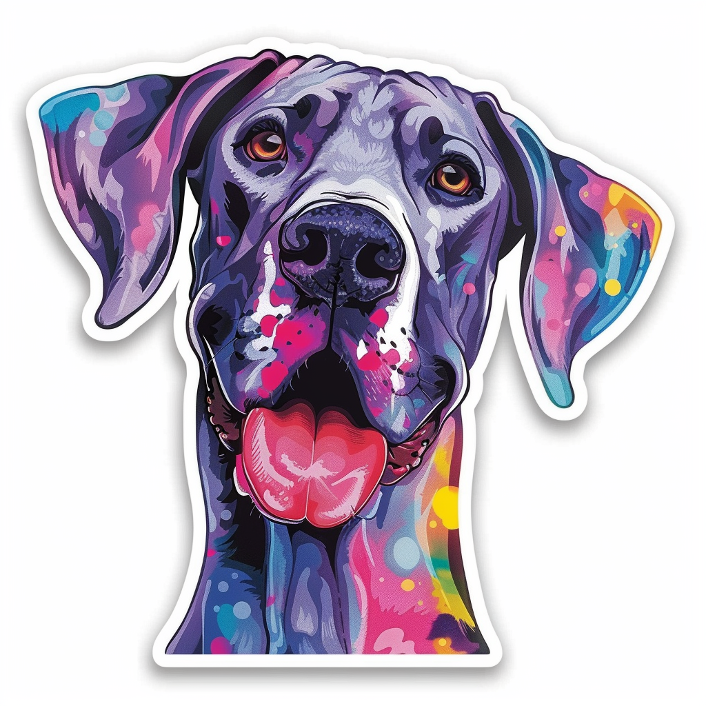 Adorable Great Dane Dog Expressive surreal Vinyl Decal Sticker for Car, Laptop, Tumbler and more # F017956