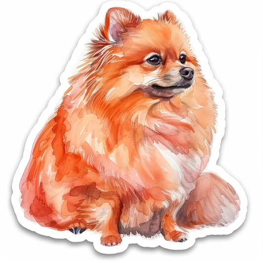 Pomeranian Dog watercolor Expressive surreal Vinyl Decal Sticker for Car, Laptop, Tumbler and more # F018011