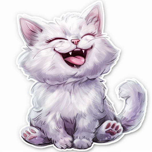Adorable Turkish Angora Cat  Vinyl Decal Sticker for Car, Laptop, Tumbler and more # F020990-4" x 4"