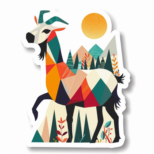 Goat majestic Expressive surreal Vinyl Decal Sticker for Car, Laptop, Tumbler and more # F020464-4" x 4"