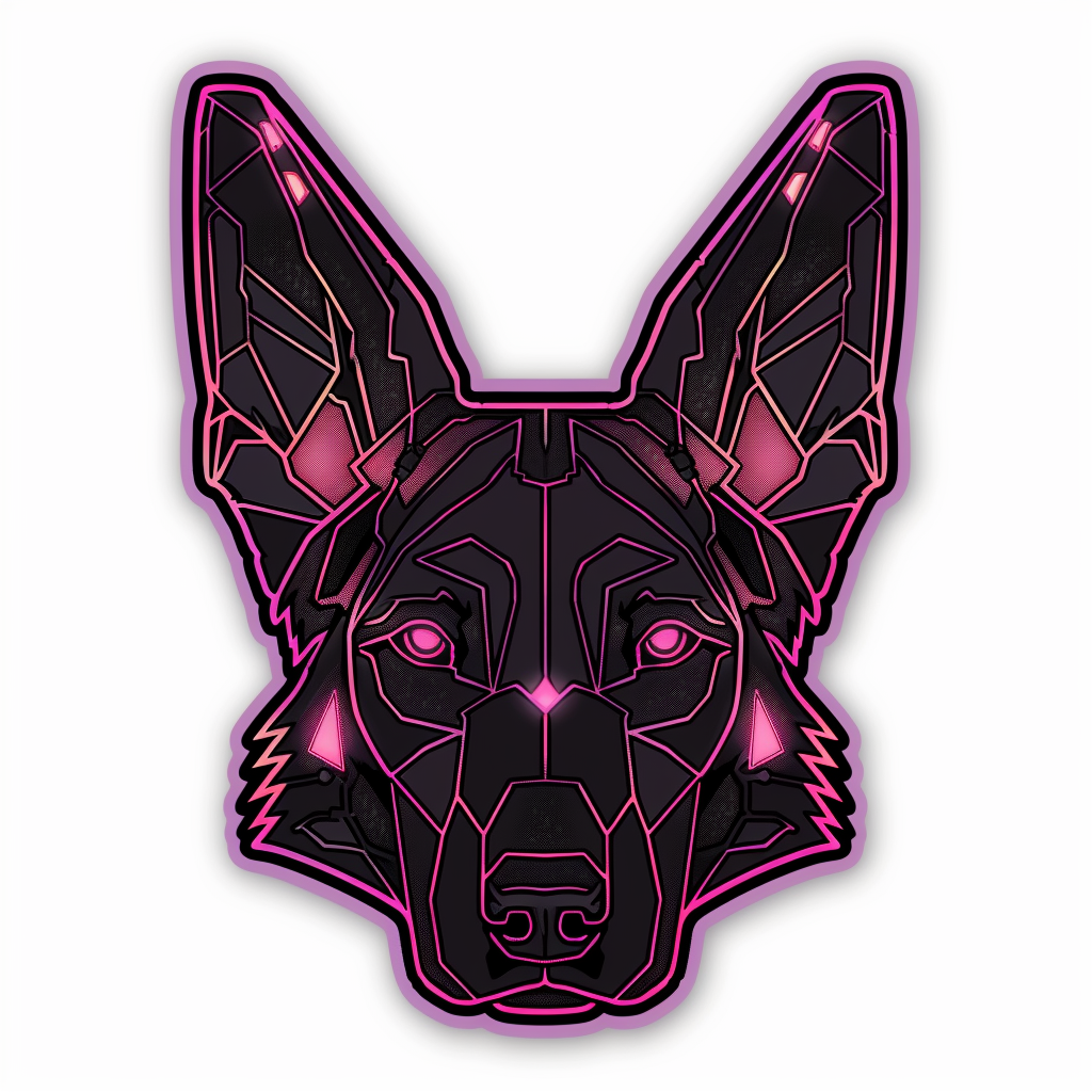 German Shepherd Dog cyber punk Vinyl Decal Sticker for Car, Laptop, Tumbler and more # F011509