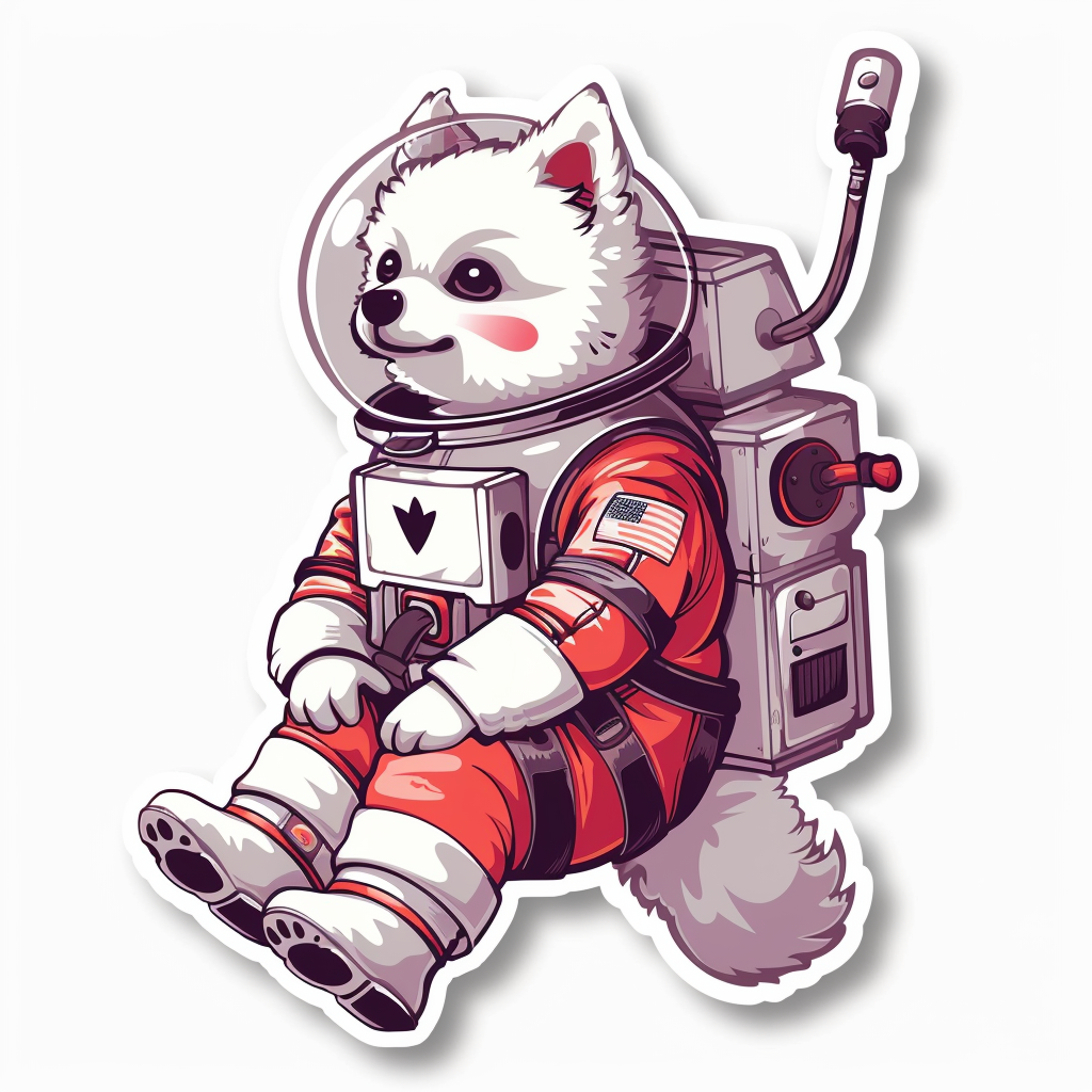Sticker of a Pomeranian Dog astronaut majestic Expressive surreal Vinyl Decal Sticker for Car, Laptop, Tumbler and more # F013897