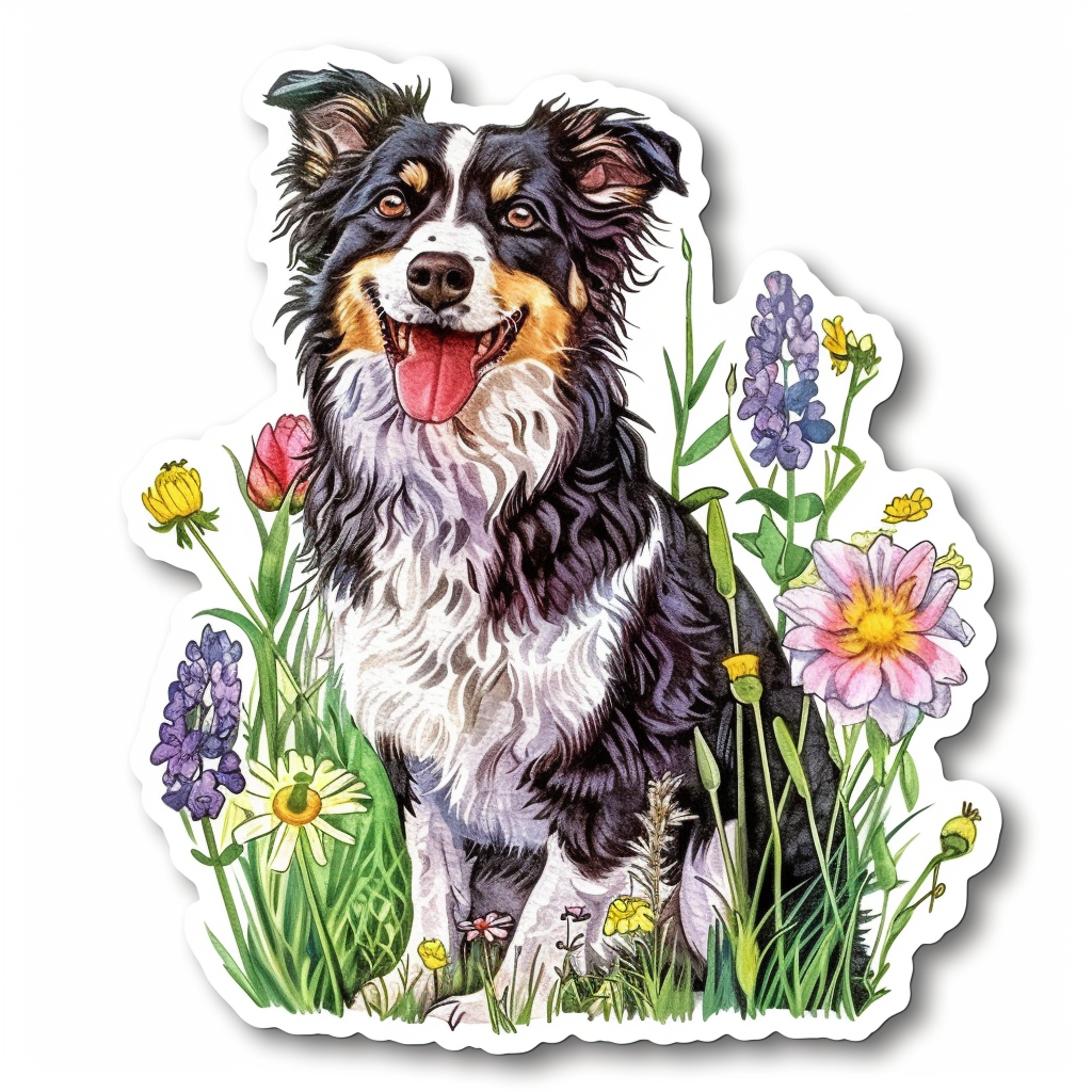 Sticker of a Border Collie Dog majestic Expressive surreal Vinyl Decal Sticker for Car, Laptop, Tumbler and more # F021902