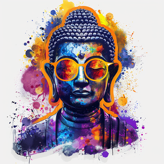 Sticker of a Buddha wearing sunglasses majestic Expressive surreal Vinyl Decal Sticker for Car, Laptop, Tumbler and more # F016821