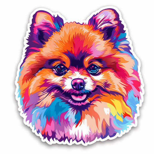 Sticker of a Pomeranian Dog majestic Expressive surreal Vinyl Decal Sticker for Car, Laptop, Tumbler and more # F013793