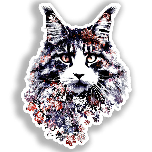 Maine Coon Cat Vinyl Decal Sticker for Car, Laptop, Tumbler and more # A019383-4" x 4"