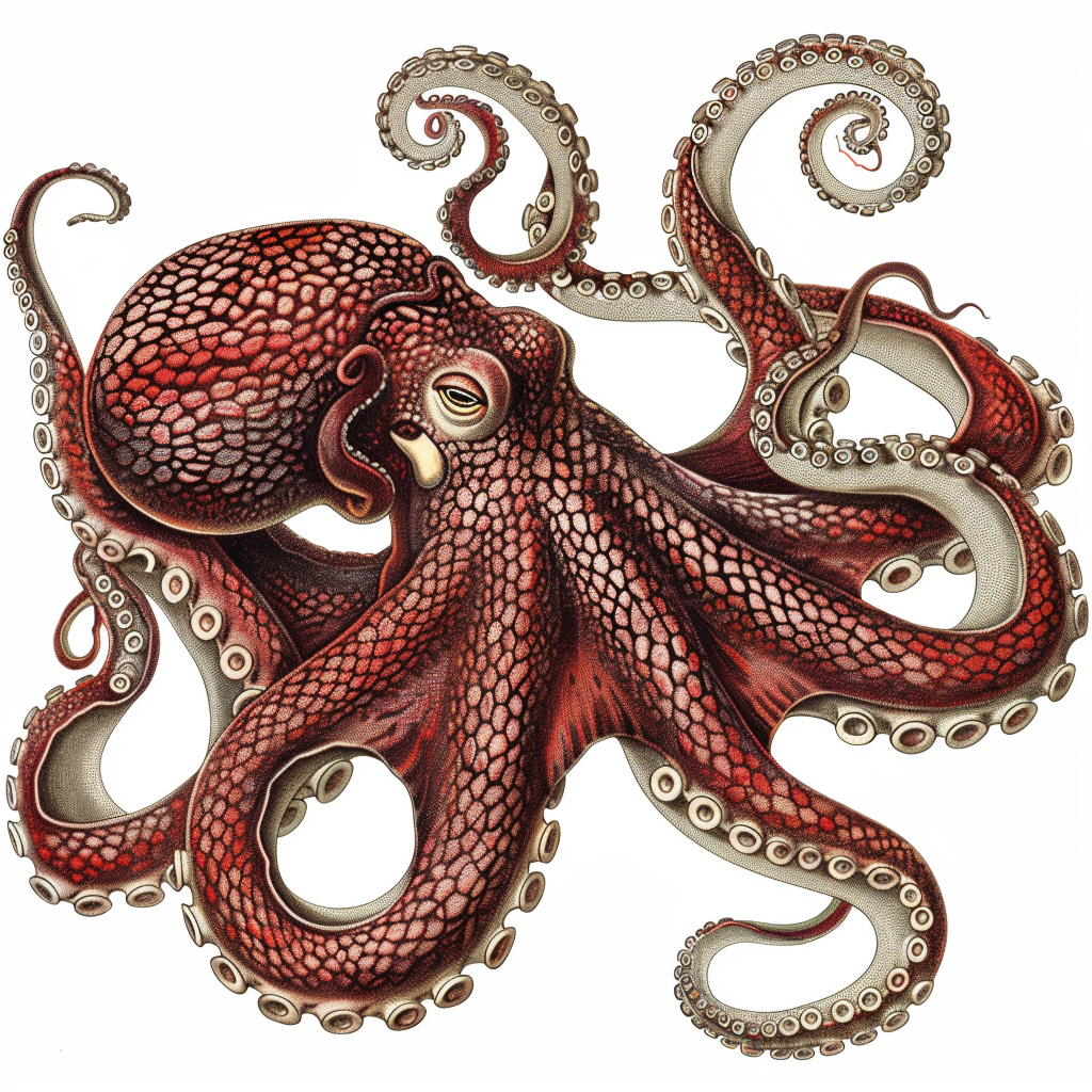 Sticker of a Octopus heartcore majestic Expressive surreal Vinyl Decal Sticker for Car, Laptop, Tumbler and more # F015433