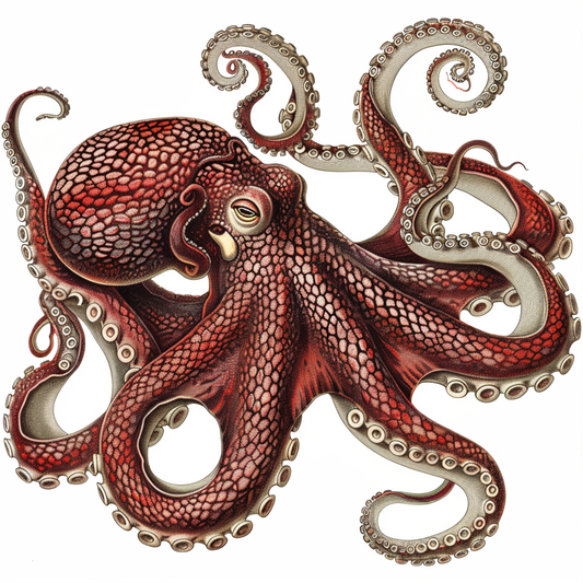 Sticker of a Octopus heartcore majestic Expressive surreal Vinyl Decal Sticker for Car, Laptop, Tumbler and more # F015433