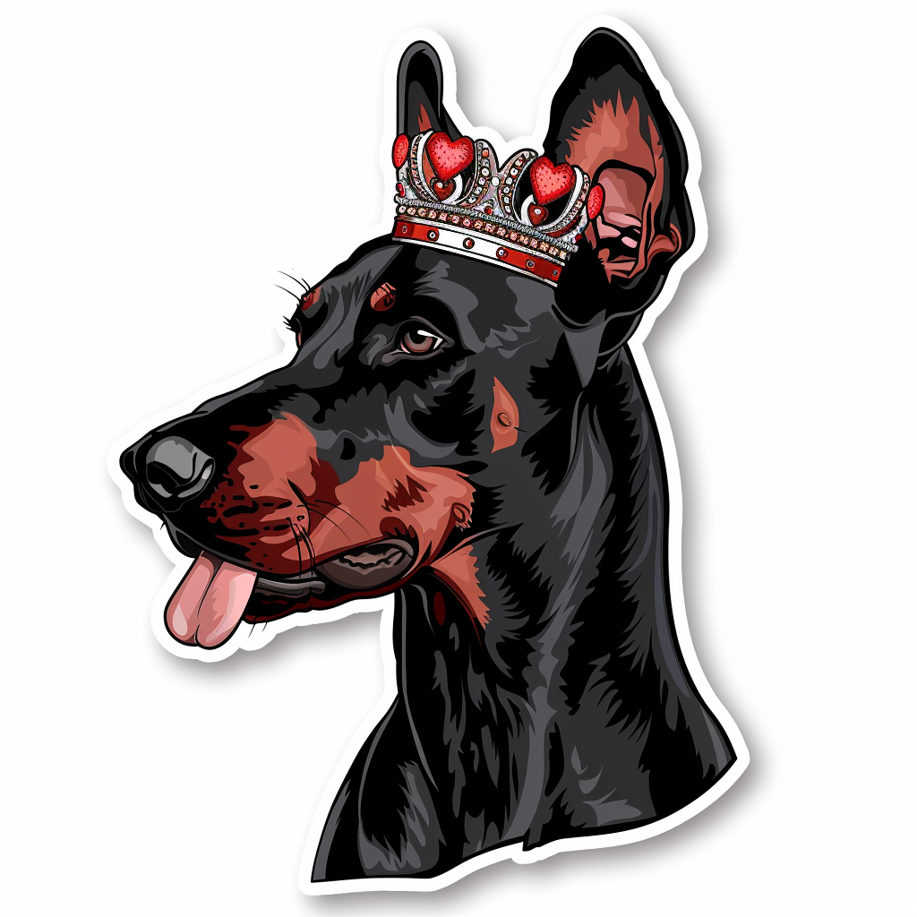 Doberman Pinscher Dog crowned Expressive surreal Vinyl Decal Sticker for Car, Laptop, Tumbler and more # F019367