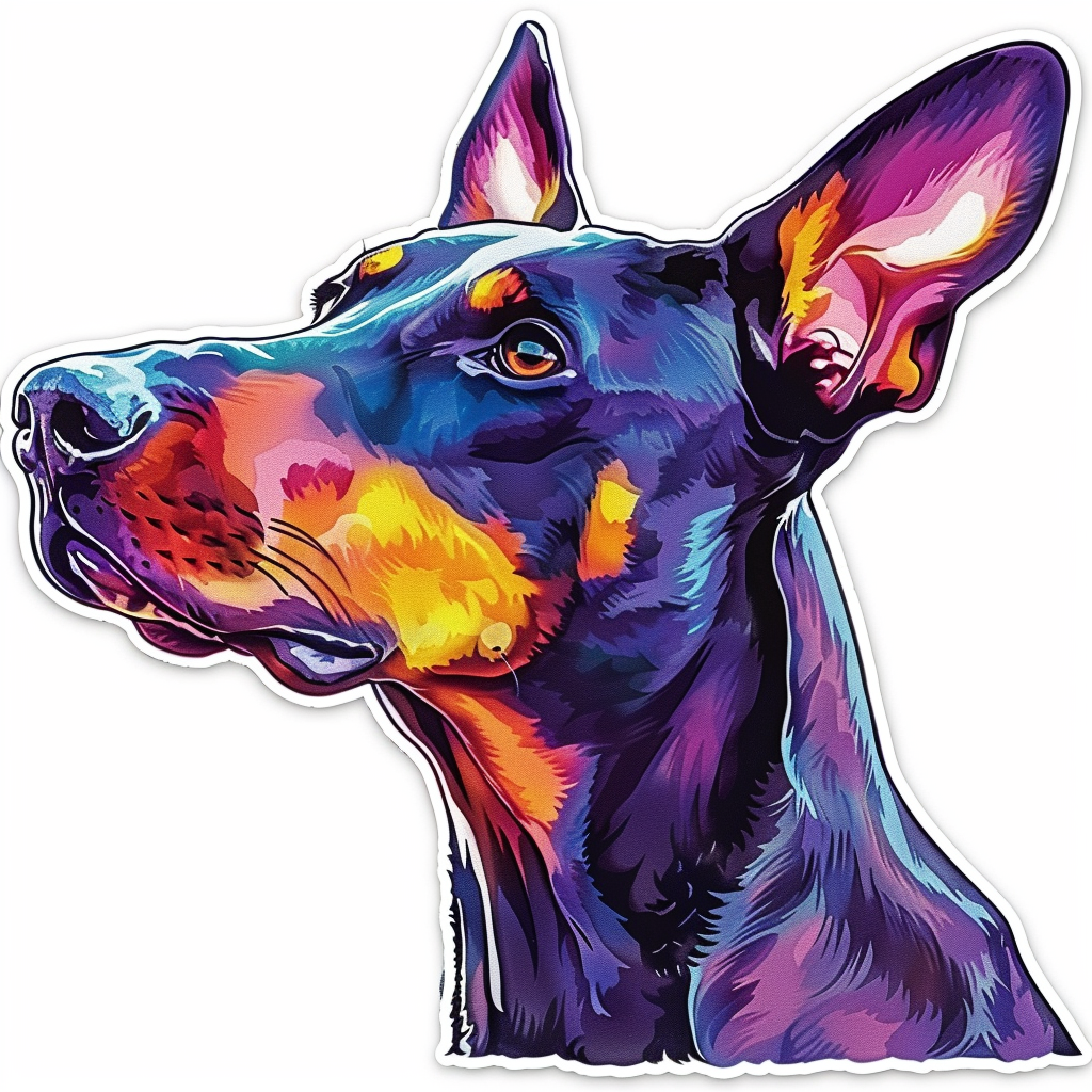Cute and Adorable Doberman Pinscher Expressive surreal Vinyl Decal Sticker for Car, Laptop, Tumbler and more # F019429-4" x 4"