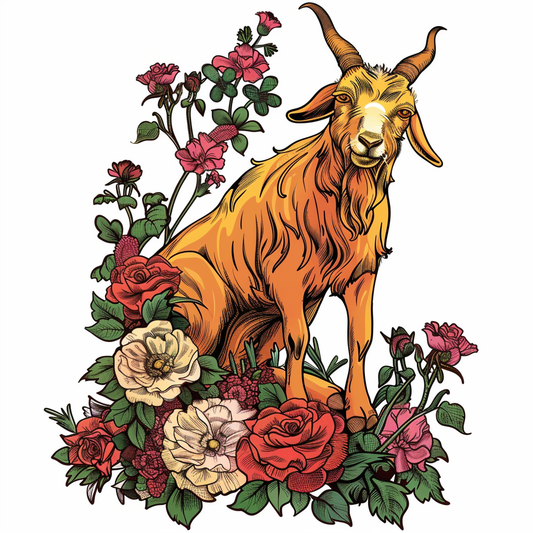 Goat majestic Expressive surreal Vinyl Decal Sticker for Car, Laptop, Tumbler and more # F020570-4" x 4"