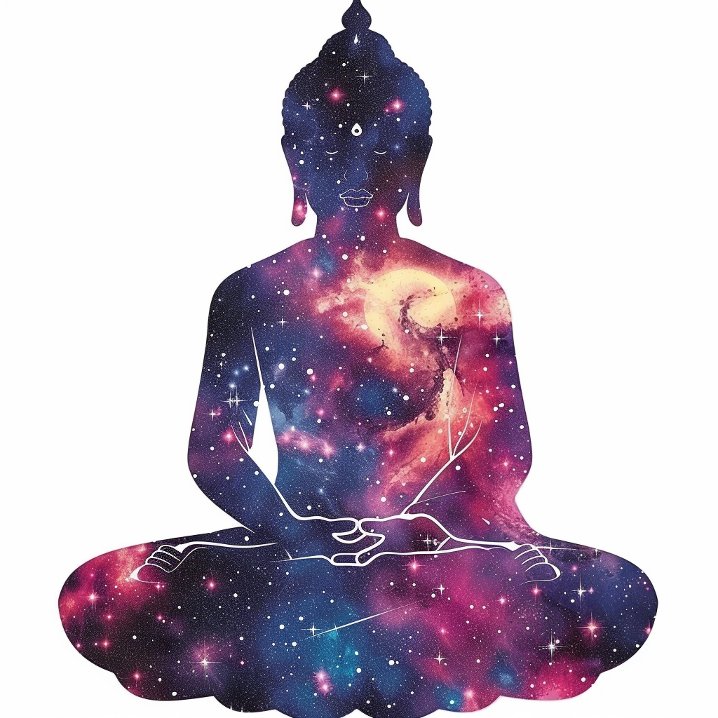 Buddha galaxy majestic Expressive surreal Vinyl Decal Sticker for Car, Laptop, Tumbler and more # F017119