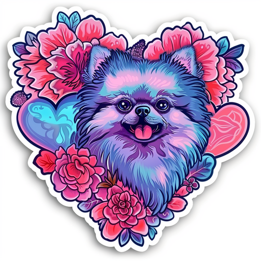 Sticker of a Pomeranian Dog majestic Expressive surreal Heartcore Vinyl Decal Sticker for Car, Laptop, Tumbler and more # F014022