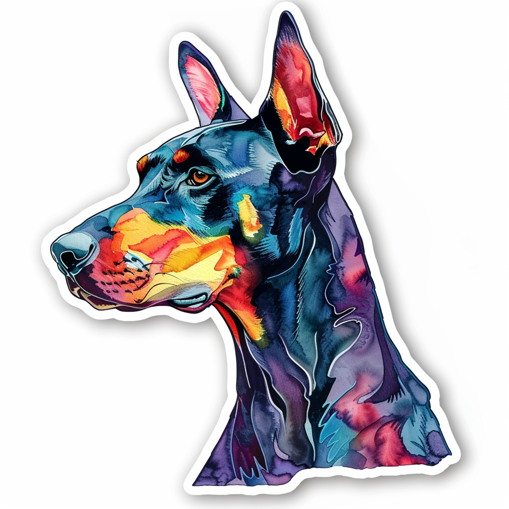 Sticker of a Doberman Pinscher Dog majestic Expressive surreal Vinyl Decal Sticker for Car, Laptop, Tumbler and more # F019231