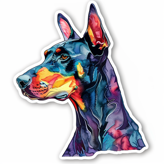 Sticker of a Doberman Pinscher Dog majestic Expressive surreal Vinyl Decal Sticker for Car, Laptop, Tumbler and more # F019231