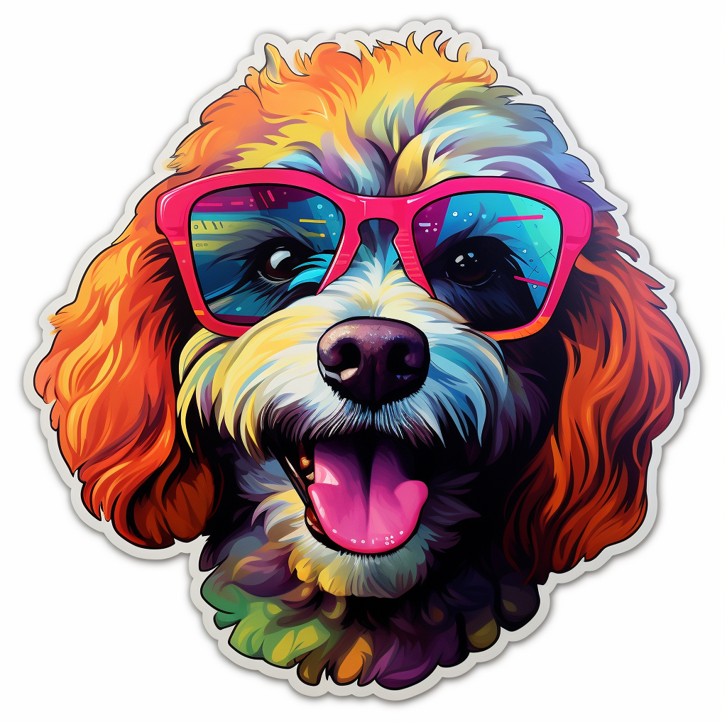 Poodle dog modern neon graffiti Vinyl Decal Sticker for Car, Laptop, Tumbler and more # F012192