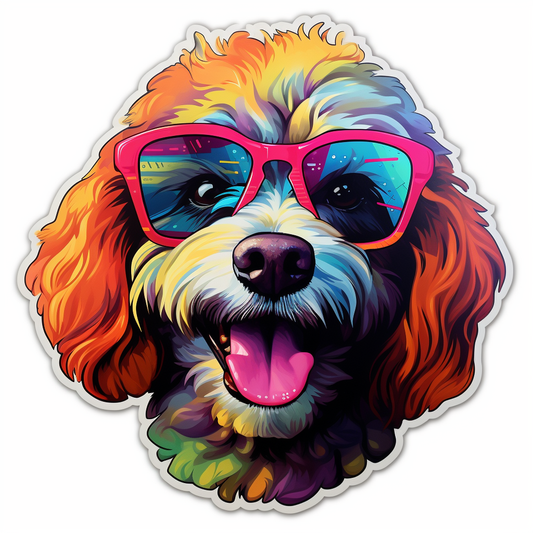 Poodle dog modern neon graffiti Vinyl Decal Sticker for Car, Laptop, Tumbler and more # F012192