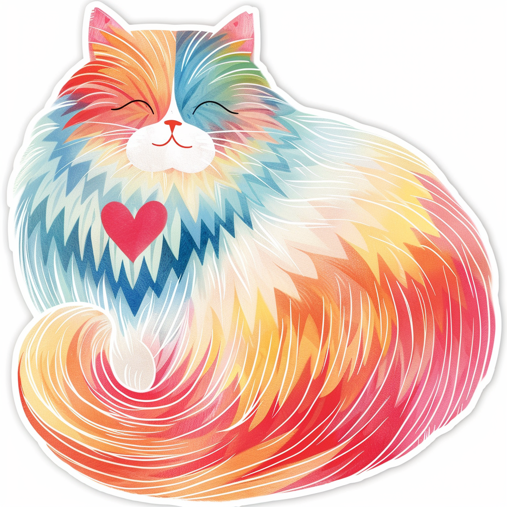 Persian Cat Expressive surreal Vinyl Decal Sticker for Car, Laptop, Tumbler and more # F016209