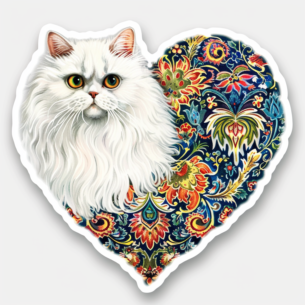 Sticker of a Persian Cat Expressive surreal Vinyl Decal Sticker for Car, Laptop, Tumbler and more # F016325
