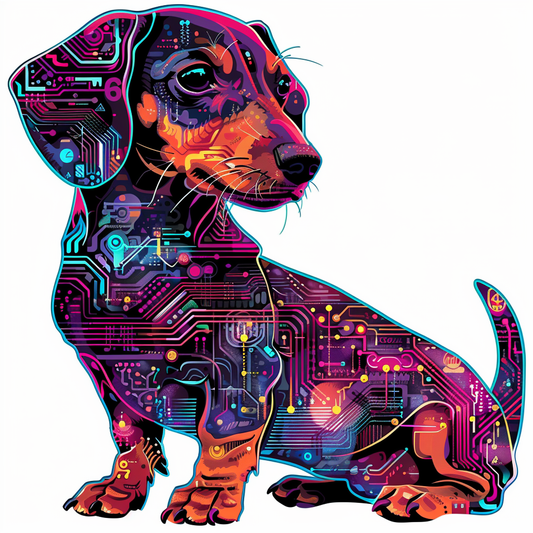 Dachshund Dog cyber punk Vinyl Decal Sticker for Car, Laptop, Tumbler and more # F012862