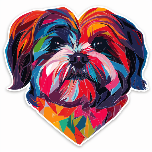 Adorable Shih Tzu Dog Expressive surreal Vinyl Decal Sticker for Car, Laptop, Tumbler and more # F018302