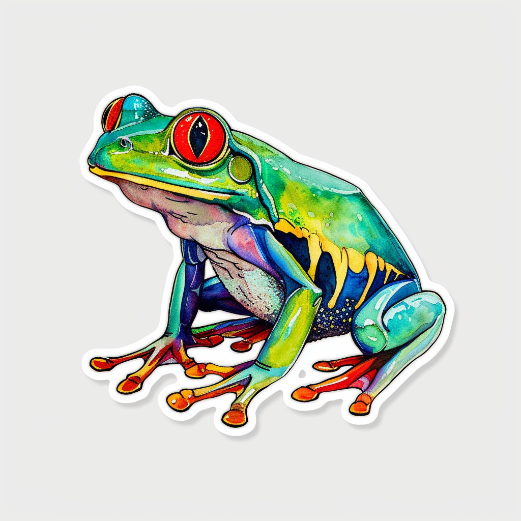 Sticker of a Frog majestic Expressive surreal Vinyl Decal Sticker for Car, Laptop, Tumbler and more # F015835
