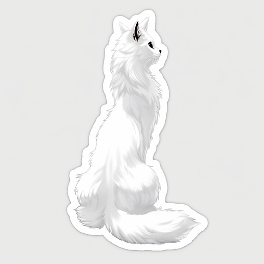 Adorable Turkish Angora Cat  Vinyl Decal Sticker for Car, Laptop, Tumbler and more # F021022-4" x 4"