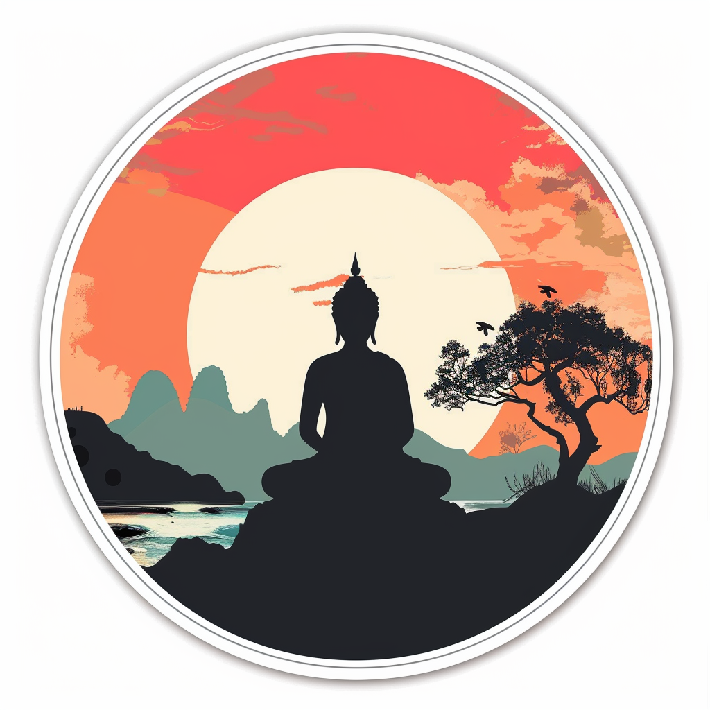 Sticker of a Buddha majestic Expressive surreal Vinyl Decal Sticker for Car, Laptop, Tumbler and more # F016920