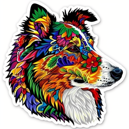 Border Collie Dog majestic Expressive surreal Vinyl Decal Sticker for Car, Laptop, Tumbler and more # F021791-4" x 4"
