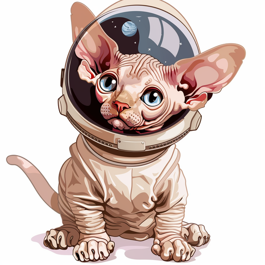Adorable Cornish Rex Cat Expressive surreal Vinyl Decal Sticker for Car, Laptop, Tumbler and more # F021601-4" x 4"