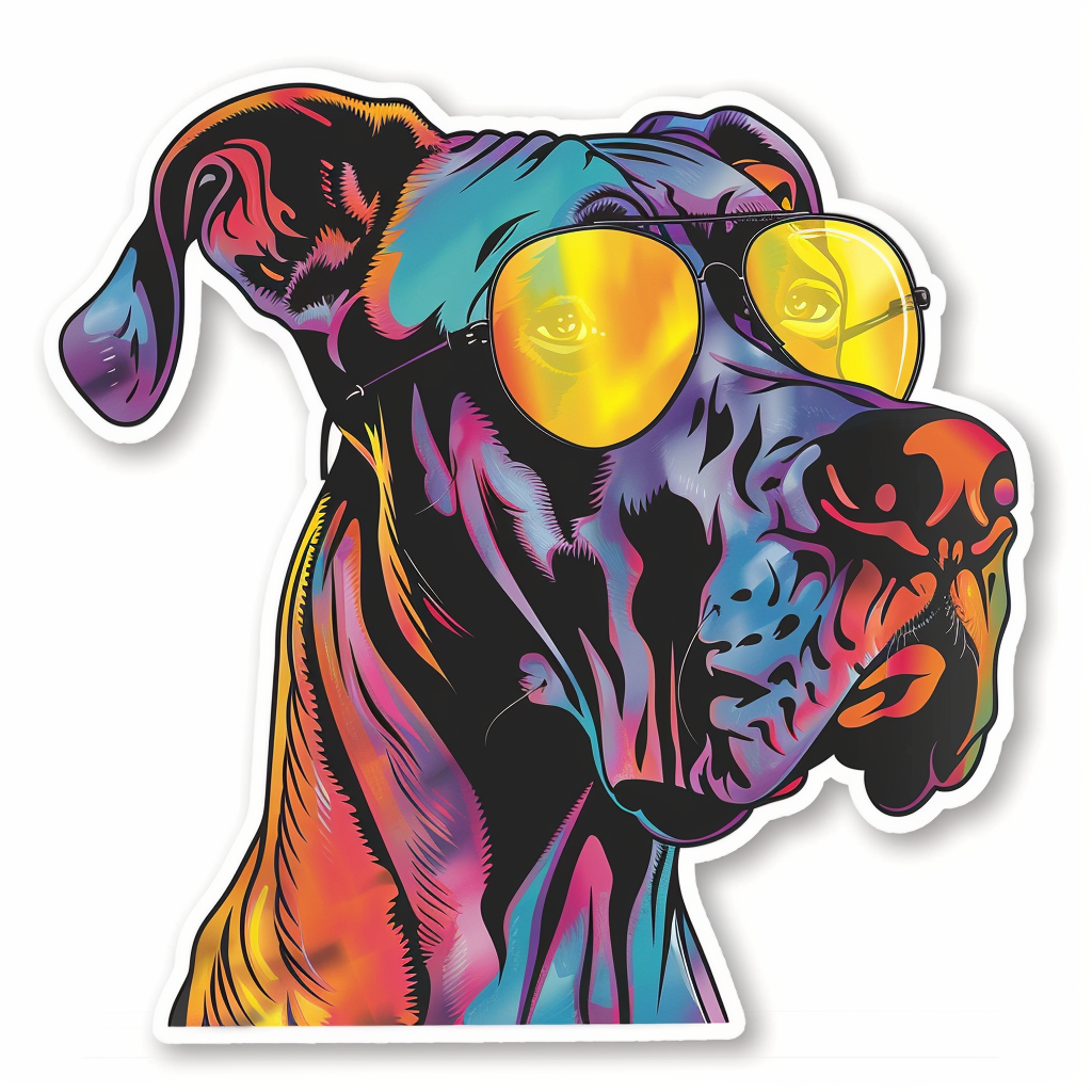 Adorable Great Dane Dog Expressive surreal Vinyl Decal Sticker for Car, Laptop, Tumbler and more # F018109