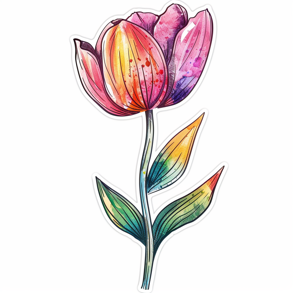 Sticker of a Tulip flower Vinyl Decal Sticker for Car, Laptop, Tumbler and more # F023462