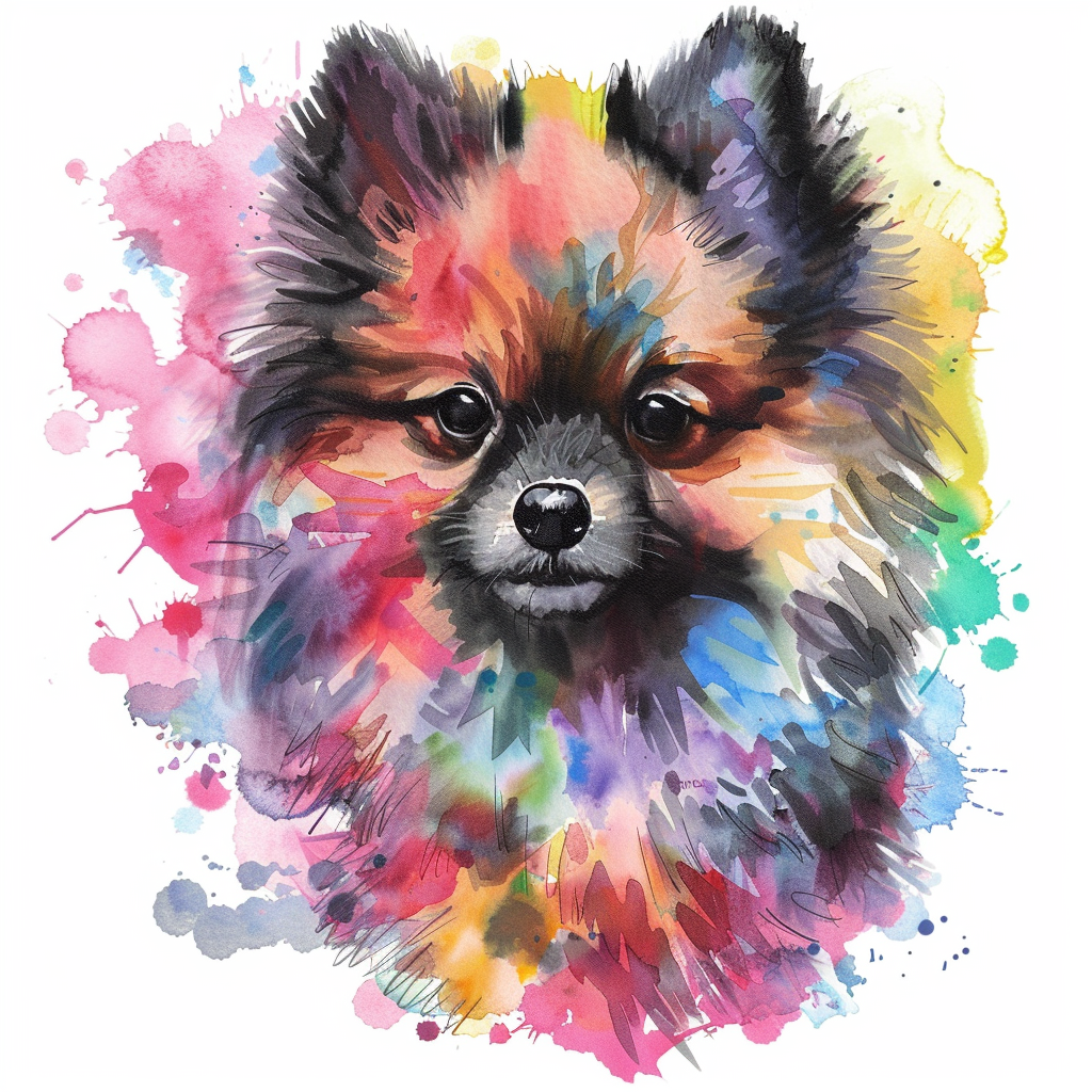 Pomeranian Dog watercolor Expressive surreal Vinyl Decal Sticker for Car, Laptop, Tumbler and more # F018007