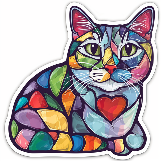 American Shorthair Cat majestic Expressive surreal Vinyl Decal Sticker for Car, Laptop, Tumbler and more # F018802