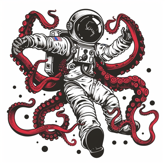 Sticker of an Octopus astronaut majestic Expressive surreal Vinyl Decal Sticker for Car, Laptop, Tumbler and more # F015455