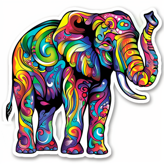Elephant Expressive surreal Vinyl Decal Sticker for Car, Laptop, Tumbler and more # F022177-4" x 4"