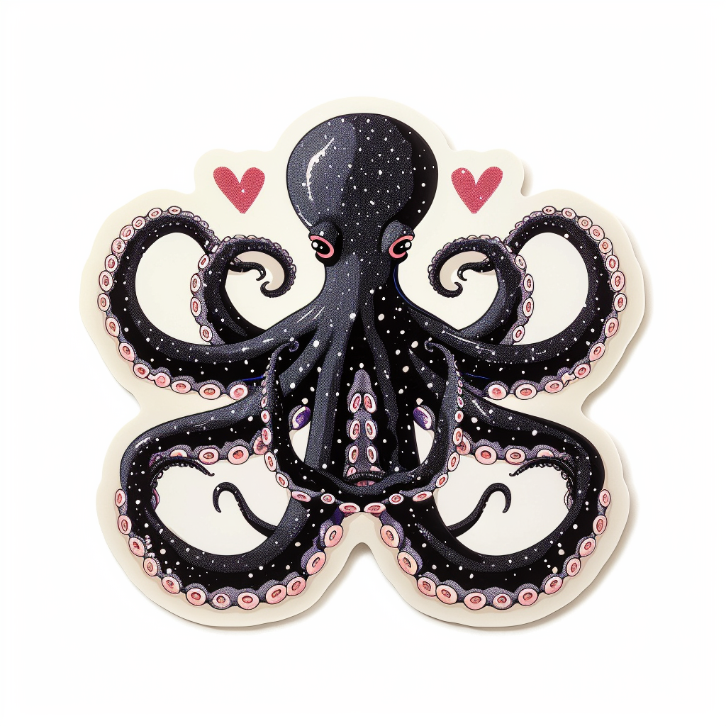 Sticker of a Octopus heartcore majestic Expressive surreal Vinyl Decal Sticker for Car, Laptop, Tumbler and more # F015697