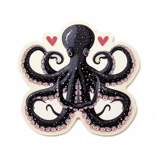 Sticker of a Octopus heartcore majestic Expressive surreal Vinyl Decal Sticker for Car, Laptop, Tumbler and more # F015697