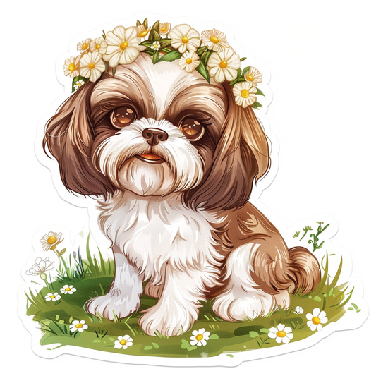 Adorable Shih Tzu Dog Expressive surreal Vinyl Decal Sticker for Car, Laptop, Tumbler and more # F018170