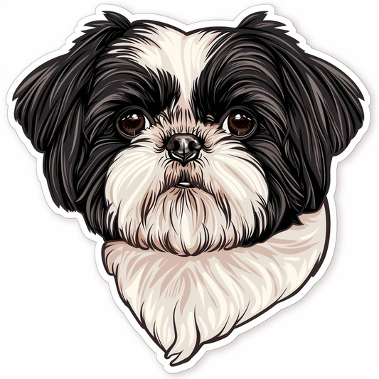 Adorable Shih Tzu Dog Expressive surreal Vinyl Decal Sticker for Car, Laptop, Tumbler and more # F018289