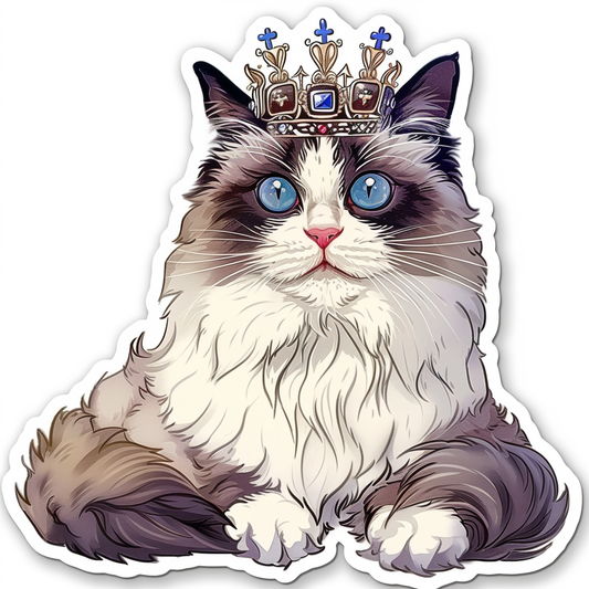 Ragdoll Cat crowned Vinyl Decal Sticker for Car, Laptop, Tumbler and more # F010183